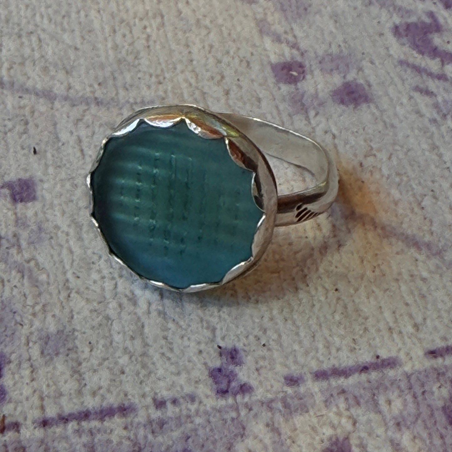 Japanese marble- sea glass ring size 8.5